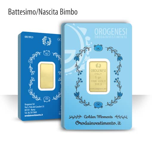 Lingotto Oro regalo per Battesimo 14 Kt da 5 gr.